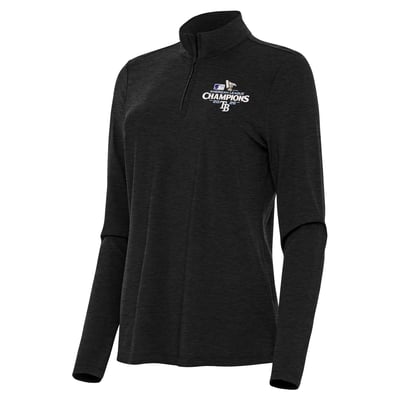 Tampa Bay Rays Antigua Women's 2026 American League Champions Bright Quarter-Zip Pullover - Heather Black