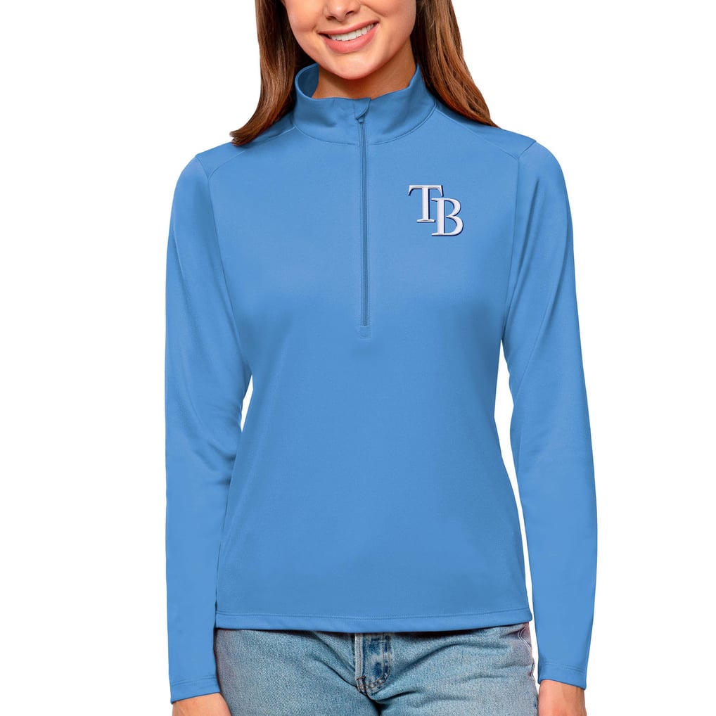 Tampa Bay Rays Antigua Women's Tribute Quarter-Zip Pullover Top - Light Blue