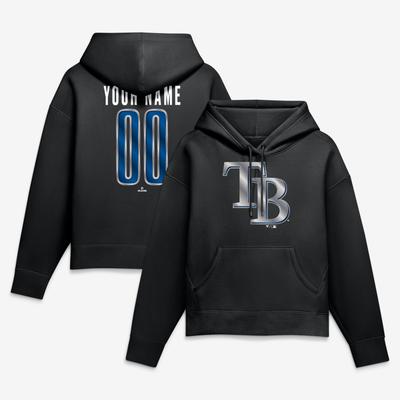 Tampa Bay Rays Women's Forged Mascot Personalized Name & Number Hoodie - Black