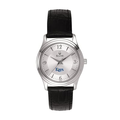 Tampa Bay Rays Bulova Women's Leather Strap Watch - Silver