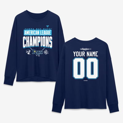 Tampa Bay Rays Women's 2026 American League Champions Custom Name & Number Long Sleeve T-Shirt - Navy