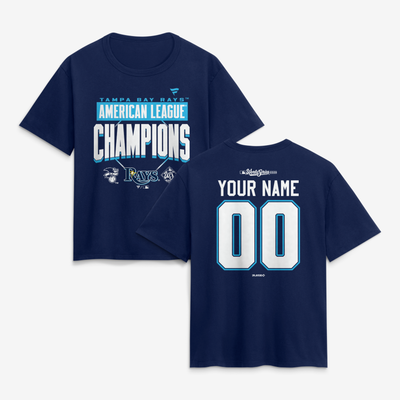  Tampa Bay Rays Women's 2026 American League Champions Custom Name & Number T-Shirt - Navy