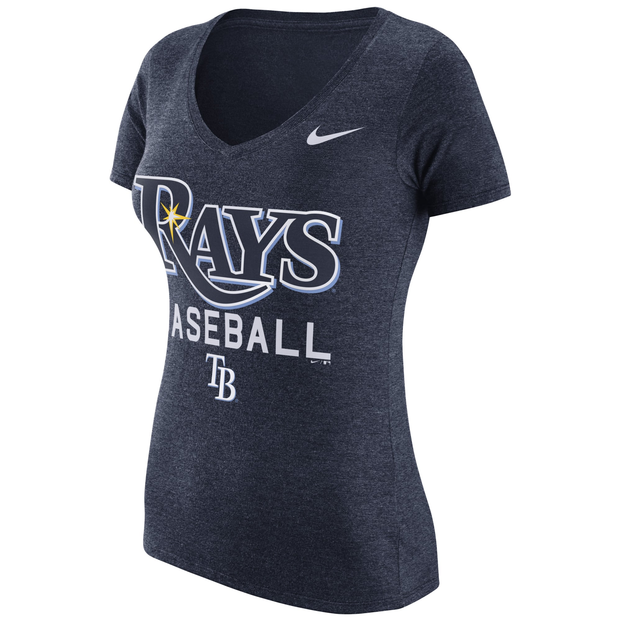 Women's Tampa Bay Rays Nike Heathered Navy Practice 1.7 Tri-Blend V ...