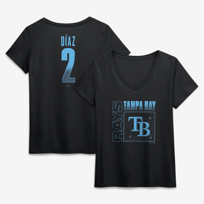 Yandy Díaz Tampa Bay Rays Women's Home Field Pop Name & Number V-Neck T-Shirt - Black
