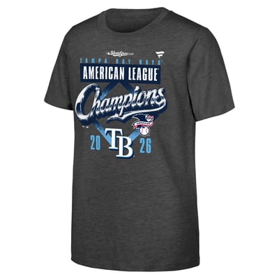 Tampa Bay Rays Fanatics Youth 2026 American League Champions Locker Room T-Shirt - Heather Charcoal