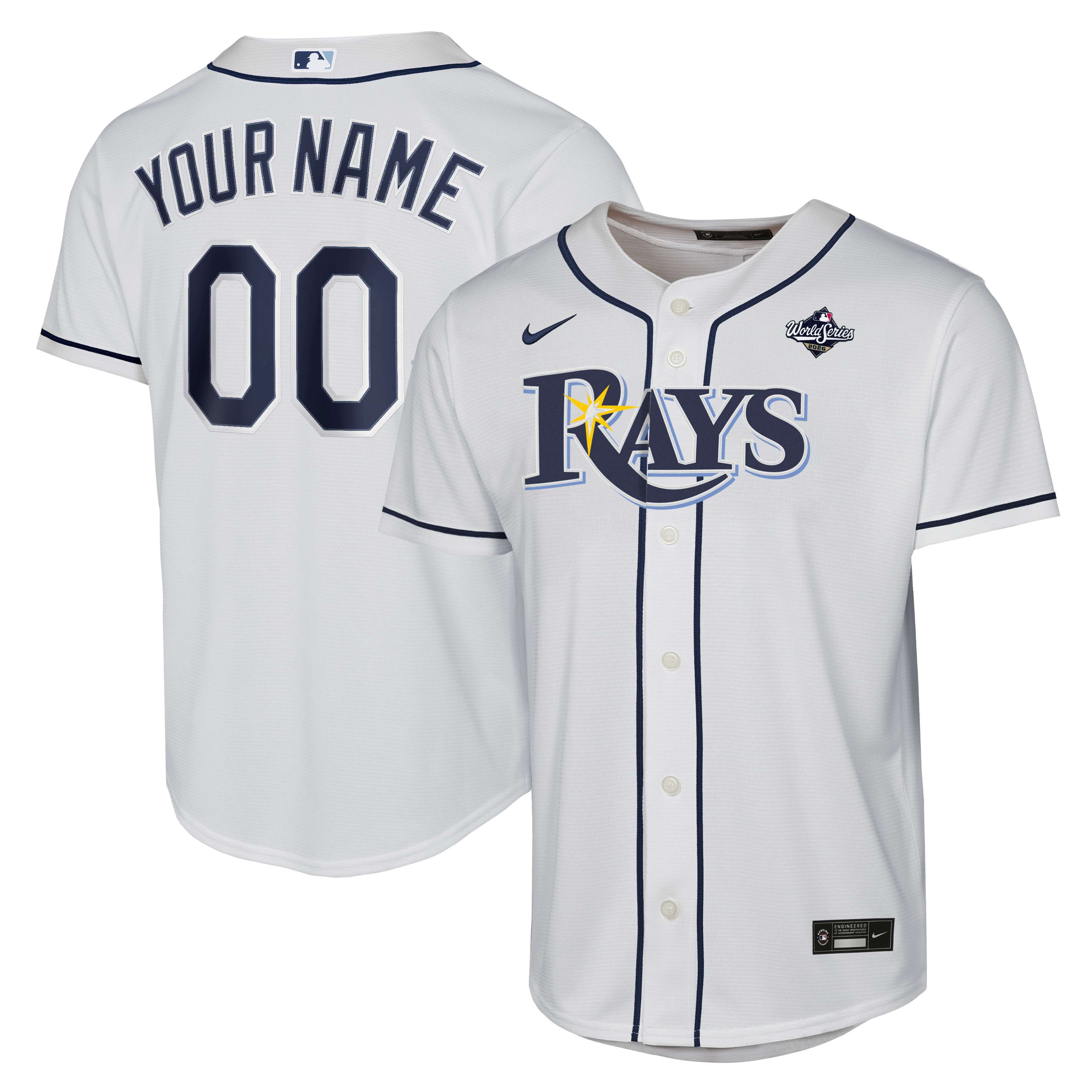 Youth Tampa Bay Rays Nike White 2026 World Series Home Replica Custom ...