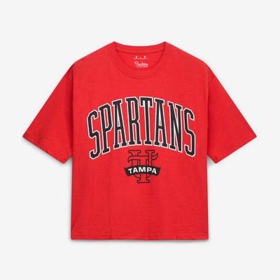 Tampa Spartans Pressbox Women's Oversized Nelson Arch Over Logo Slub T-Shirt - Red