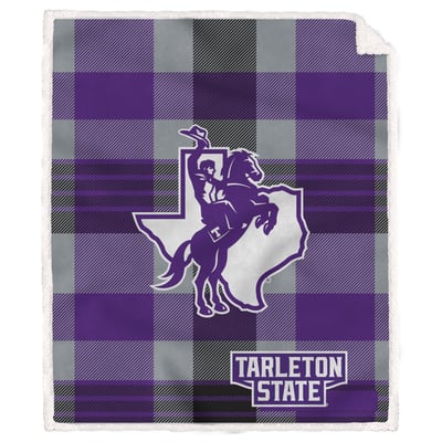 Tarleton State Texans Pegasus Bold Plaid Steel 50" x 60" Ultra Cozy Sherpa Blanket