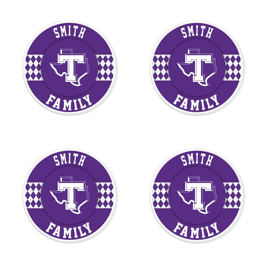 Tarleton State Texans 4" Personalized Circular Coasters 4-Pack Set