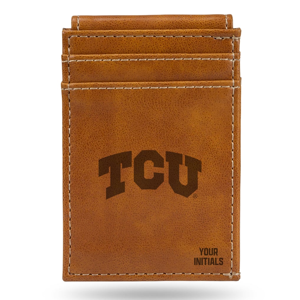 TCU Horned Frogs Personalized Front Pocket Wallet - Brown