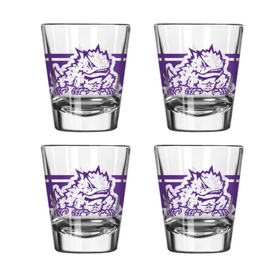 TCU Horned Frogs Logo Brands Four-Piece Stripe Shot Glass Set