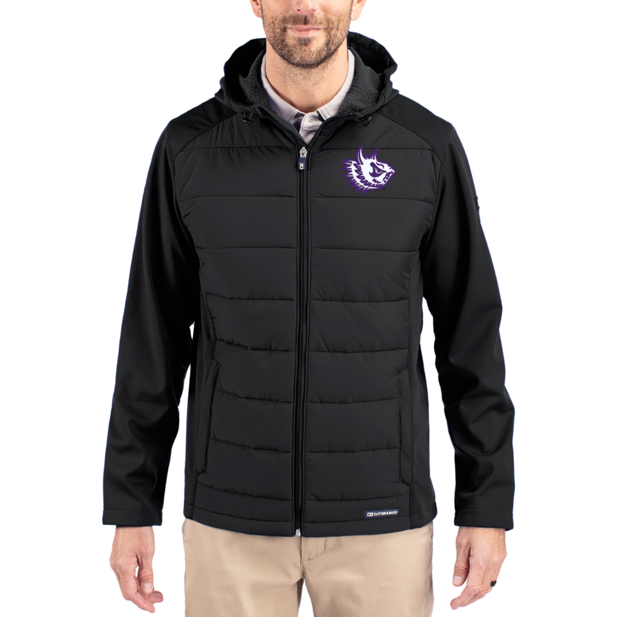 Cutter & Buck TCU Horned Frogs Black Evoke Hybrid Eco Softshell ...