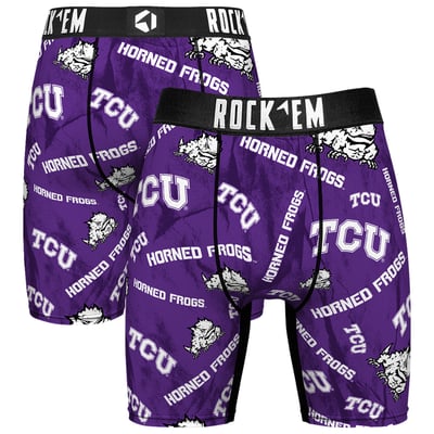  TCU Horned Frogs Rock Em All Over Logo Boxer Briefs - Purple