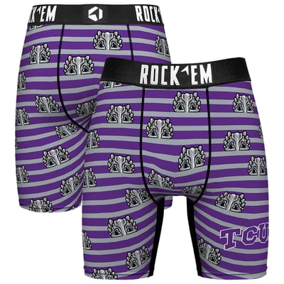  TCU Horned Frogs Rock Em Mascot Stripes Boxer Briefs - Purple