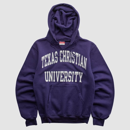 TCU Horned Frogs Champion 2000s Hooded Pullover Sweatshirt - Purple - XS by Fanatics Real Vintage