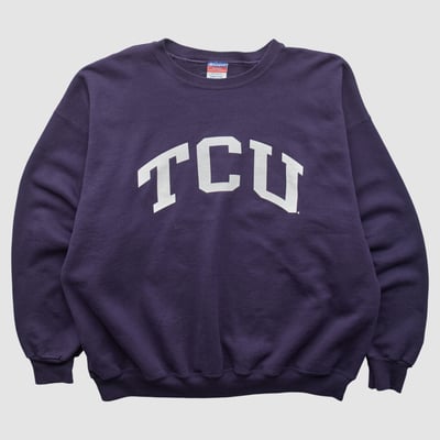 TCU Horned Frogs Champion 2000s Pullover Sweatshirt - Purple - 2XL by Fanatics Real Vintage
