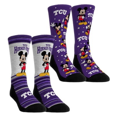  TCU Horned Frogs Rock Em Unisex Mickey Mouse Two-Pack Crew Socks Set - Purple