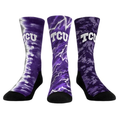 TCU Horned Frogs Rock Em Unisex Team Tones Three-Pack Crew Socks