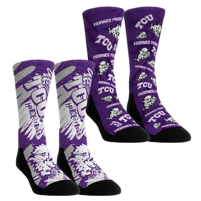 TCU Horned Frogs Rock Em Unisex Two-Piece Team Blast Crew Socks Set