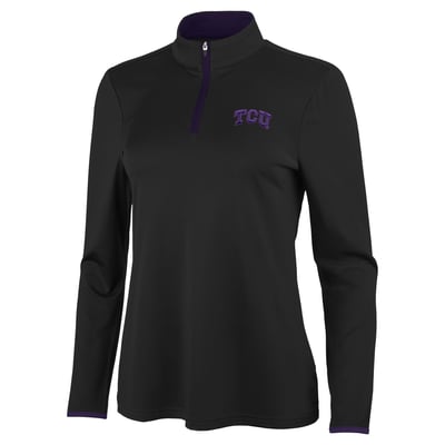 TCU Horned Frogs Antigua Women's Brink Quarter-Zip Pullover - Black/Purple