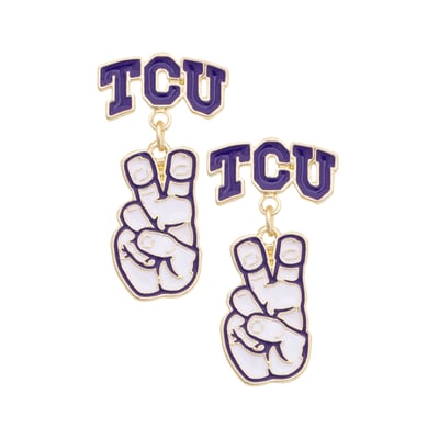 TCU Horned Frogs CANVAS Style Women's Enamel Drop Earrings