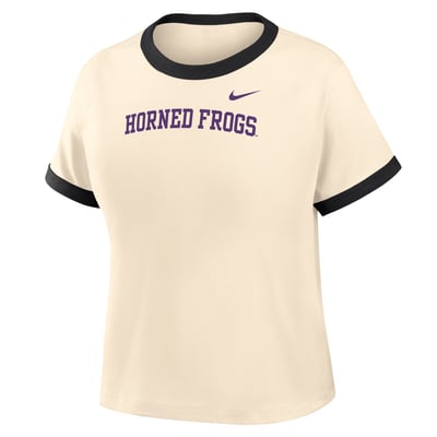TCU Horned Frogs Nike Women's Ringer Mod Cropped T-Shirt - Natural