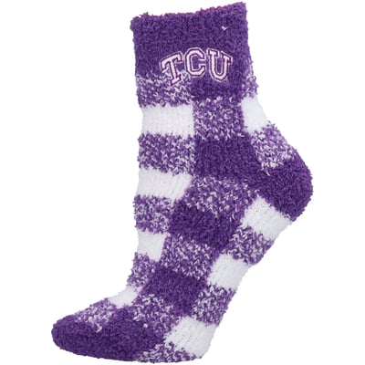 TCU Horned Frogs ZooZatz Women's Fuzzy Buffalo Check Crew Socks