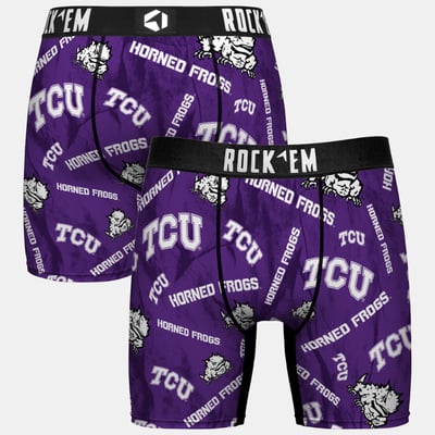  TCU Horned Frogs Rock Em Youth All Over Logo Boxer Briefs - Purple