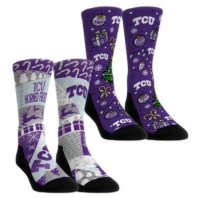 TCU Horned Frogs Rock Em Socks Youth Holiday Remix Crew Socks Two-Pack