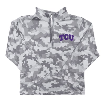  TCU Horned Frogs Vive La Fete Youth Camo Quarter-Zip Sweatshirt - Gray