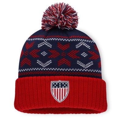  Team USA Olympics Fanatics Snowday Cuffed Knit Hat with Pom - Navy/Red