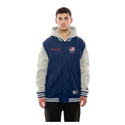  Team USA New Era Snap-Front Varsity Jacket - Navy