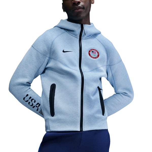 Team USA Nike Tech Fleece Full-Zip Hoodie - Heather Blue