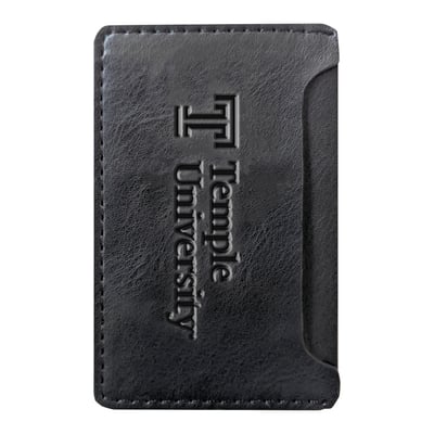 Temple Owls Debossed Faux Leather Phone Wallet Sleeve - Black