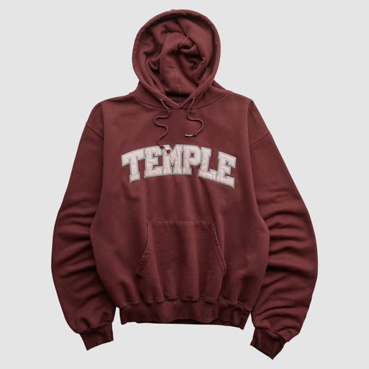 Temple Owls Champion 2000s Hooded Pullover Sweatshirt - Maroon - XXS by Fanatics Real Vintage