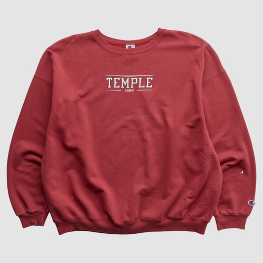 Temple Owls Champion 2000s Pullover Sweatshirt - Red - XL by Fanatics Real Vintage