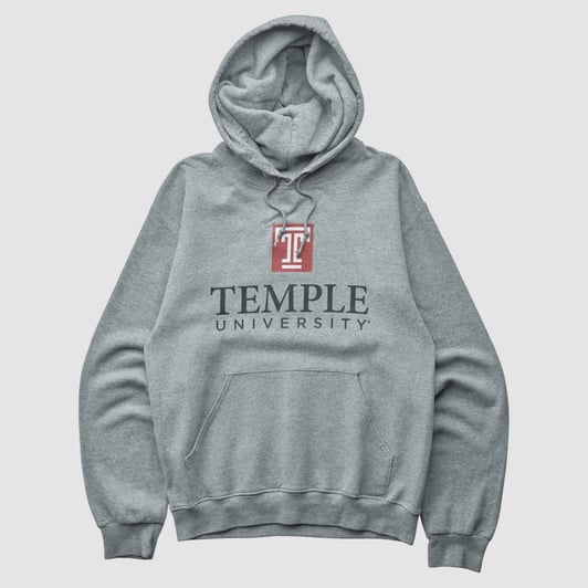 Temple Owls Tee Luv 2000s Hooded Pullover Sweatshirt - Heather Gray - XS by Fanatics Real Vintage