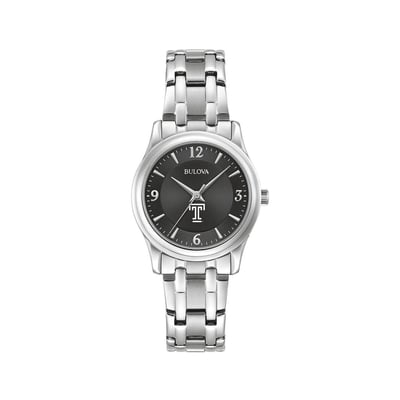 Temple Owls Bulova Women's Stainless Steel Corporate Collection Watch - Black