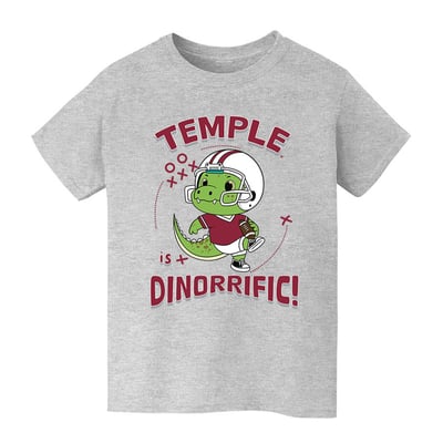Temple Owls Vive La Fete Youth Dinorrific T-Shirt - Gray