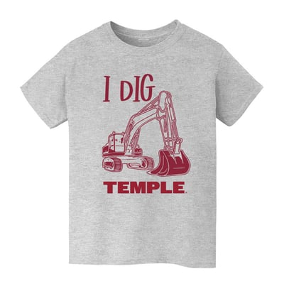 Temple Owls Vive La Fete Youth Excavator T-Shirt - Gray