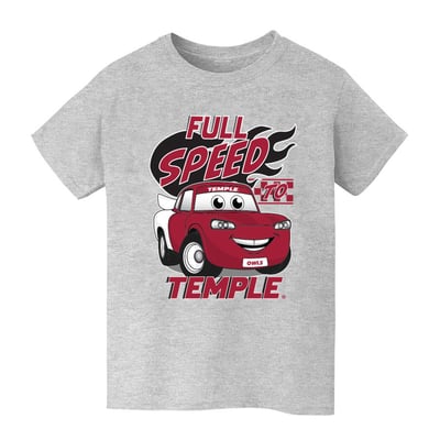  Temple Owls Vive La Fete Youth Full Speed T-Shirt - Gray