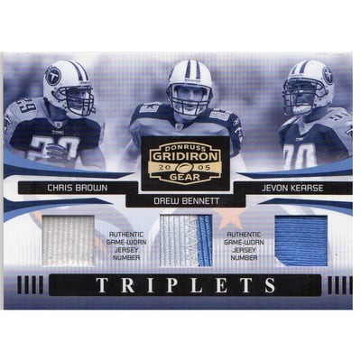 2005 Donruss Gridiron Gear Triplets Jerseys Numbers #6 Chris Brown/Drew Bennett/Jevon Kearse/25