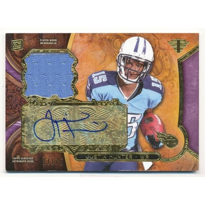 2013 Topps Triple Threads Rookie Autograph Relics Purple #TTRARJH Justin Hunter