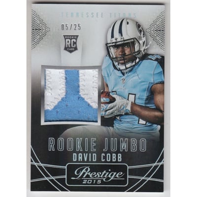 2015 Prestige Rookie Jumbo Jerseys Patch Platinum #RJJDC David Cobb