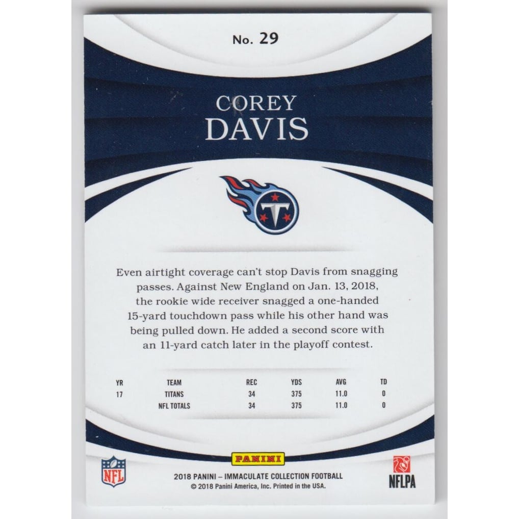 2018 Immaculate Collection #29 Corey Davis