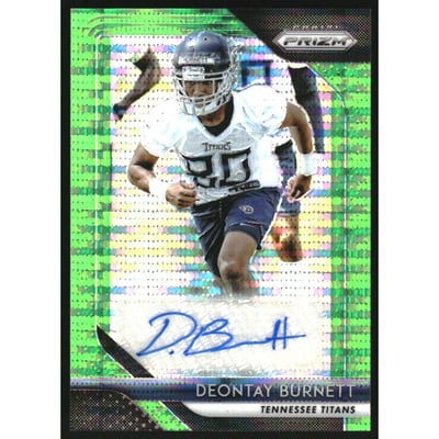 2018 Panini Prizm Rookie Autographs Prizms Neon Green Pulsar #95 Deontay Burnett