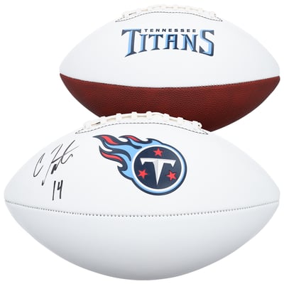 Carnell Tate Tennessee Titans Autographed Fanatics Authentic Franklin 2017-2025 Throwback White Panel Football