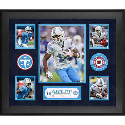 Carnell Tate Tennessee Titans Fanatics Authentic Framed 20" x 24" 5-Photo Collage with a Piece of Game-Used Football - Limited Edition of 500
