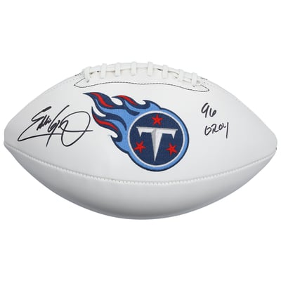 Eddie George Tennessee Titans Autographed Fanatics Authentic Wilson White Panel Football with "96 OROY" Inscription 