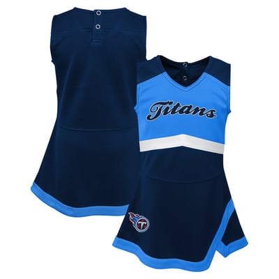 Tennessee Titans Girls Toddler Outerstuff Cheer Captain V-Neck Dress with Bloomers Set - Navy